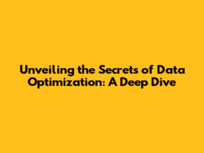Unveiling the Secrets of Data Optimization: A Deep Dive