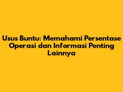 Usus Buntu: Memahami Persentase Operasi dan Informasi Penting Lainnya