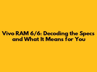 Vivo RAM 6/6: Decoding the Specs and What It Means for You