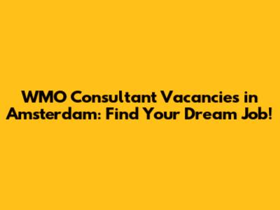 WMO Consultant Vacancies in Amsterdam: Find Your Dream Job!