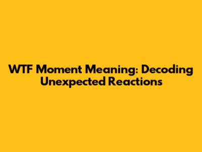WTF Moment Meaning: Decoding Unexpected Reactions