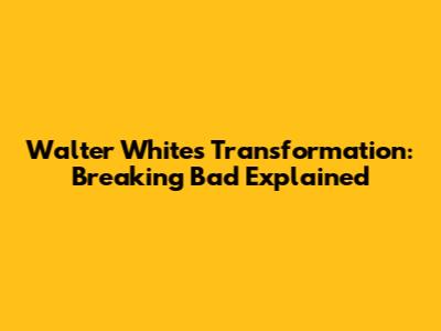 Walter White's Transformation: Breaking Bad Explained
