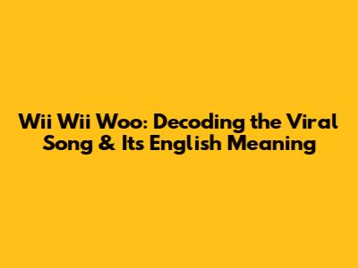Wii Wii Woo: Decoding the Viral Song & Its English Meaning