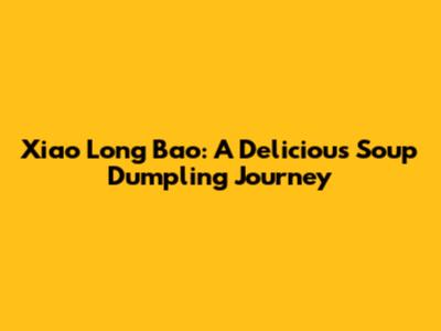 Xiao Long Bao: A Delicious Soup Dumpling Journey