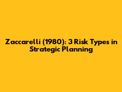 Zaccarelli (1980): 3 Risk Types in Strategic Planning