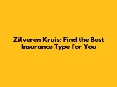 Zilveren Kruis: Find the Best Insurance Type for You