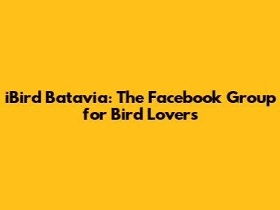 iBird Batavia: The Facebook Group for Bird Lovers